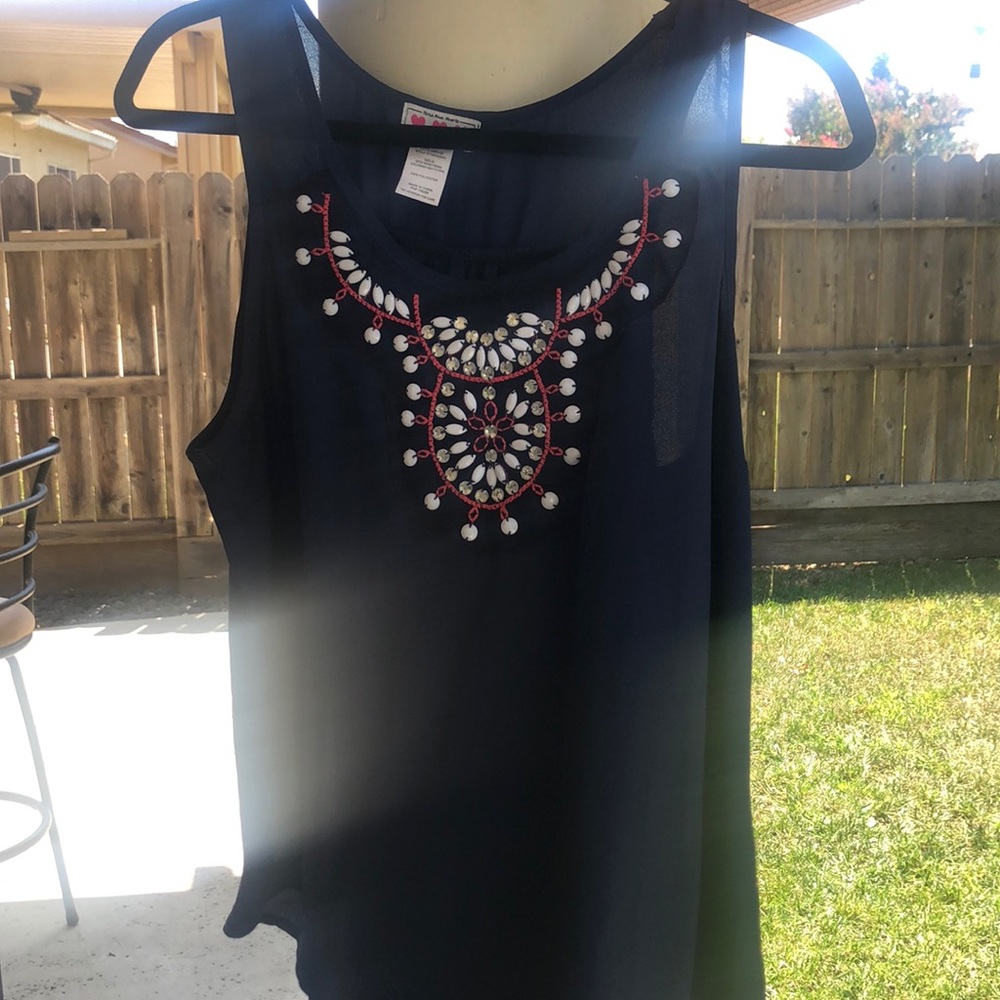 Navy blue top with beautiful beads